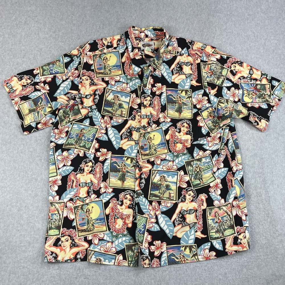 Reyn Spooner Art of Eddy Aloha Shirt Hula Girl Hawaii Luau Mens XXL Rayon
